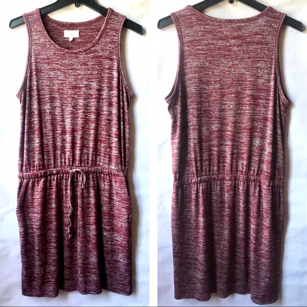 Lou & Gray Burgundy Gray Drawstring Mini Dress